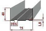 Профиль направляющий (ПН) UW75, 75*40*0,45мм., L=3м (цена за 1 шт. )