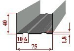 Профиль направляющий (ПН) UW75, 75*40*0,45мм., L=3м (цена за 1 шт. ) - фото 1 - id-p629354