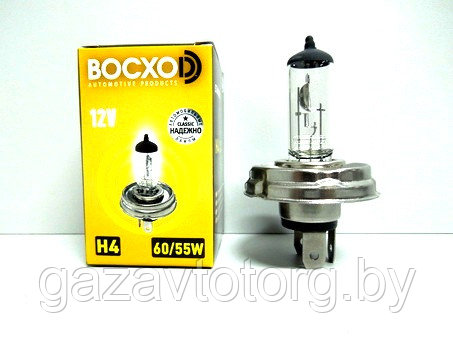 Автолампа галогенная круглый цоколь 80654 H4 60/55W 12V P45T ВОСХОД, фото 2