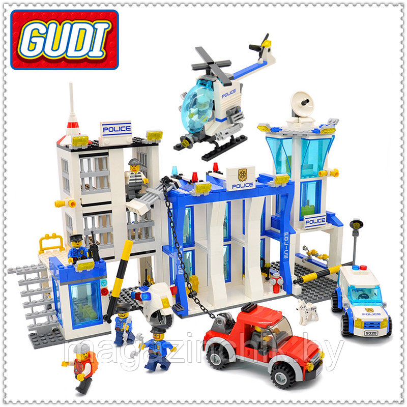Конструктор 9320 Большой полицейский участок, 870 деталей аналог LEGO City (Лего Сити) 60047