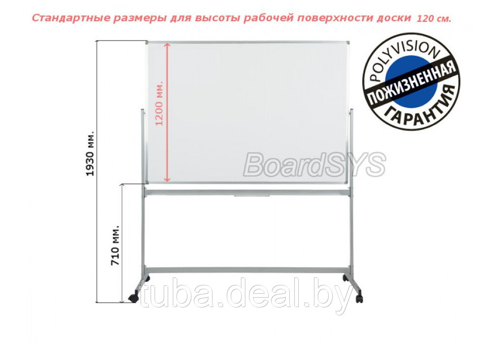 Магнитно-маркерная доска BoardSYS, 120х150 см., с керамическим покрытием PolyVision - фото 1 - id-p66485958