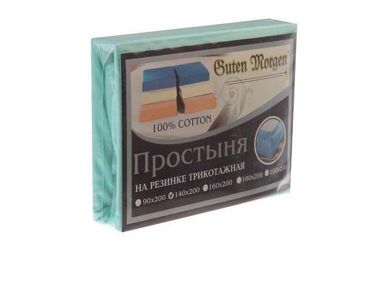 Проcтыня на резинке трикотажная Guten Morgen Мята 160х200х20см, фото 2