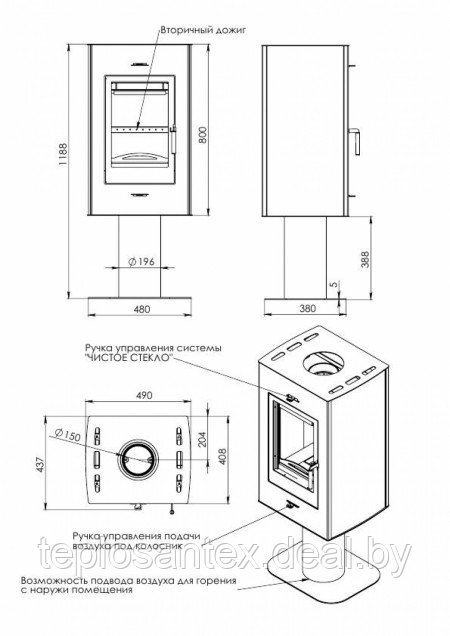 Печь-камин "РОНА" АОТ-6,0-01 (Мета-Бел) в Гомеле - фото 3 - id-p68628753