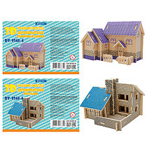Пазл деревянный 3D Дом, 2 пластины с деталями,