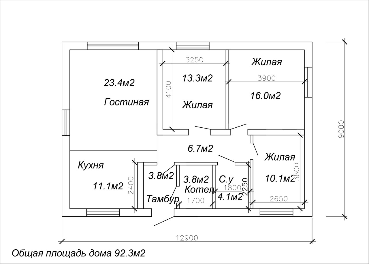 Проект одноэтажного жилого дома 92.3м2 - фото 3 - id-p68650661