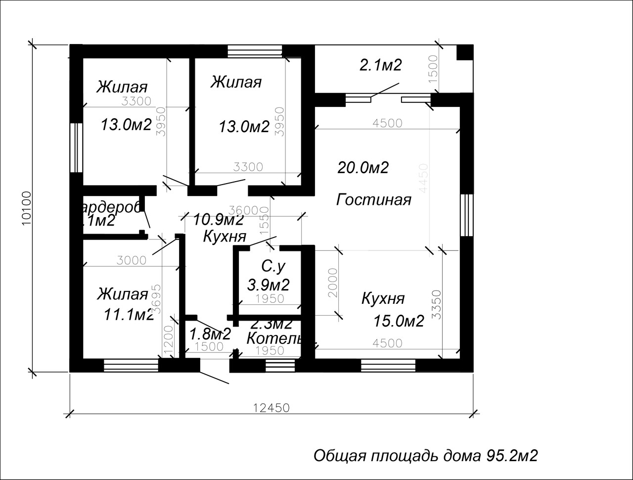 Одноэтажный жилой дом-95.2м2 - фото 2 - id-p68624882