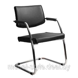Конференц стул Дельта сильвер с подлокотниками для посетителей и дома, кресло DELTA Silver кож/зам V