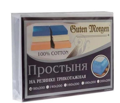Проcтыня на резинке трикотажная Guten Morgen Белый 90х200х20см, фото 2