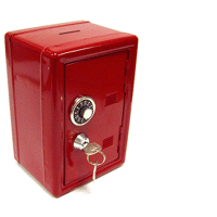 Копилка сейф с ключом красная металлическая - фото 1 - id-p67699660