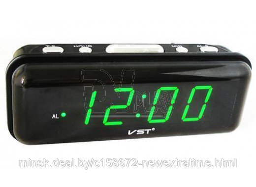 VST 738-4 часы настольные с ярко-зелеными цифрами
