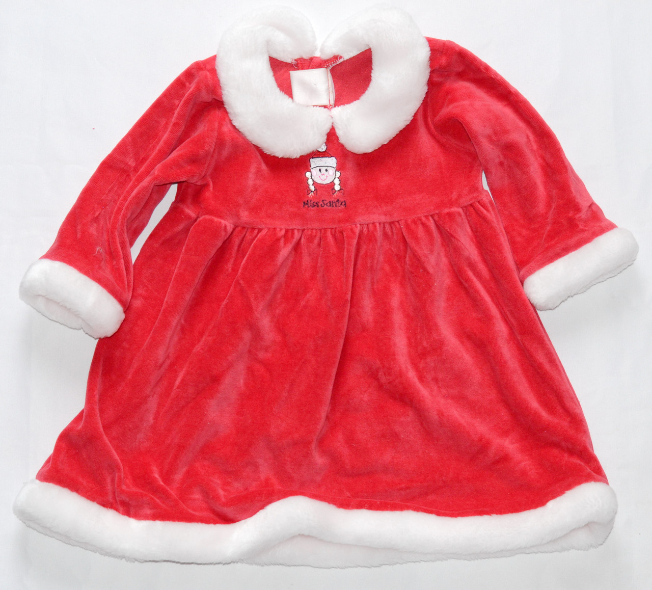 Платье карнавальное велюровая "Малышка Санта" на 9-12 мес - фото 1 - id-p68681510