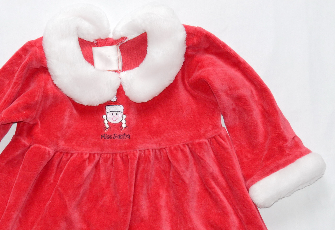 Платье карнавальное велюровая "Малышка Санта" на 9-12 мес - фото 2 - id-p68681510