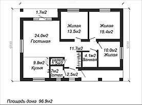 Проект одноэтажного жилого дома 96.9м2