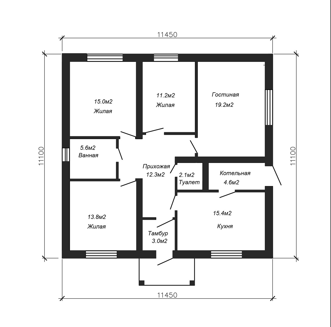 Проект одноэтажного жилого дома 102.2 м2 - фото 2 - id-p68629117