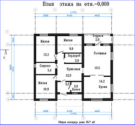 Проект одноэтажного дома 95.7м2