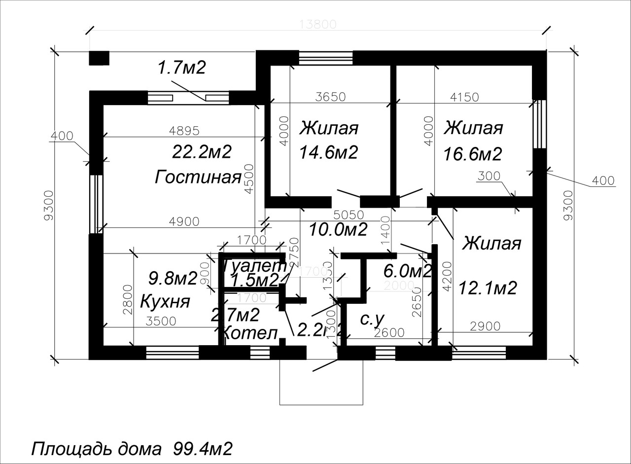 Проект одноэтажного дома 99.4м2 - фото 1 - id-p68683314