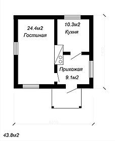 Проект одноэтажного жилого дома 43.8м2