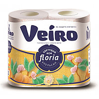 Бумага туалетная Veiro Floria / 4 рулона / Апельсин