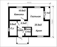 Проект одноэтажного жилого дома 51.9м2