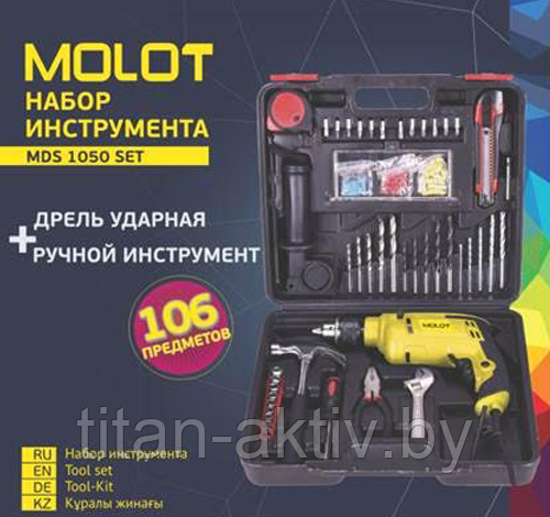 На картинке изображен набор инструментов MOLOT MBD 1050 set
