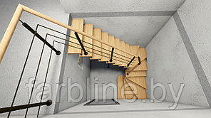 Модульная лестница, лестница в дом П-образная  на 16 ступеней + 3D Проект в подарок