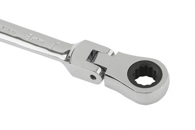 Ключ комбинированный трещоточный, 8мм, CrV, шарнирный, зерк.хром MATRIX PROFESSIONAL, фото 2