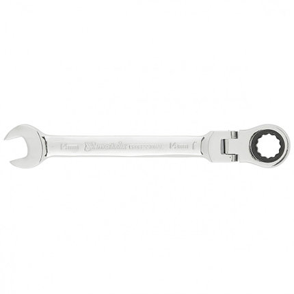 Ключ комбинированный трещоточный, 14мм, CrV, шарнирный, зерк.хром MATRIX PROFESSIONAL, фото 2