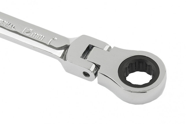 Ключ комбинированный трещоточный, 12мм, CrV, шарнирный, зерк.хром MATRIX PROFESSIONAL, фото 2