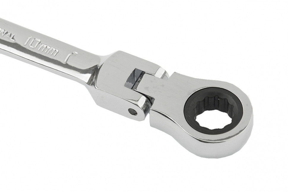 Ключ комбинированный трещоточный, 10мм, CrV, шарнирный, зерк.хром MATRIX PROFESSIONAL - фото 3 - id-p68856754