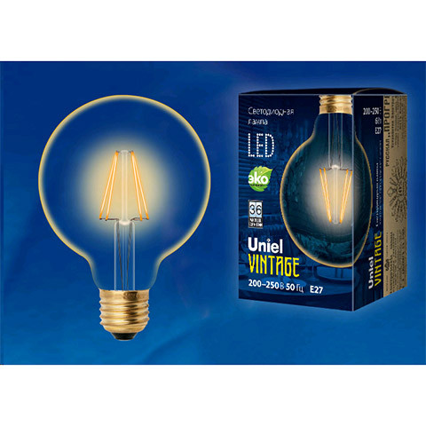Ретро лампа Эдисона UNIEL светодиодная LED-G95-6W/GLV21GO - фото 1 - id-p68861502