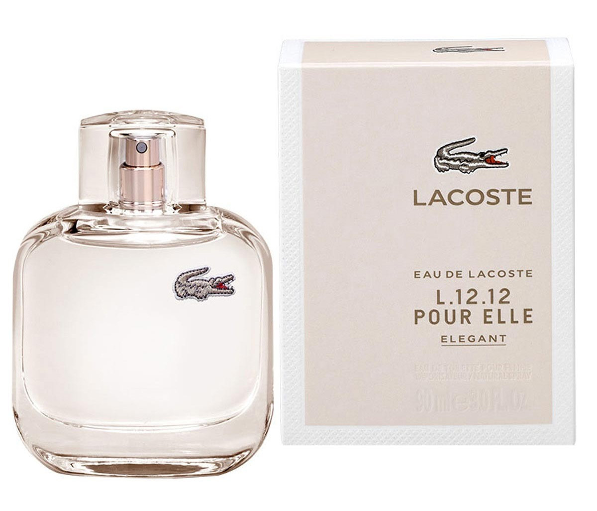 Акция 1+1=3 Женская туалетная вода Lacoste L.12.12 Pour Elle Elegant 90ml