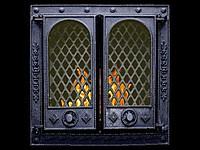 Дверка каминная двухстворчатая "Прибалтика" крашеная со стеклом 550х550 - фото 2 - id-p68924829