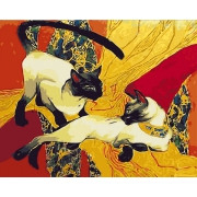 Рисование по номерам красками на холсте Две сиамские кошки