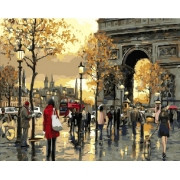 Раскраска по точкам на холсте Парижская осень