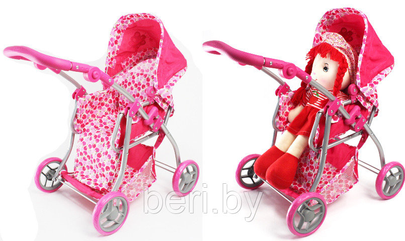 Коляска для кукол с люлькой, коляска-трансформер MELOBO 9672, от 2-х лет, розовая - фото 5 - id-p68984229