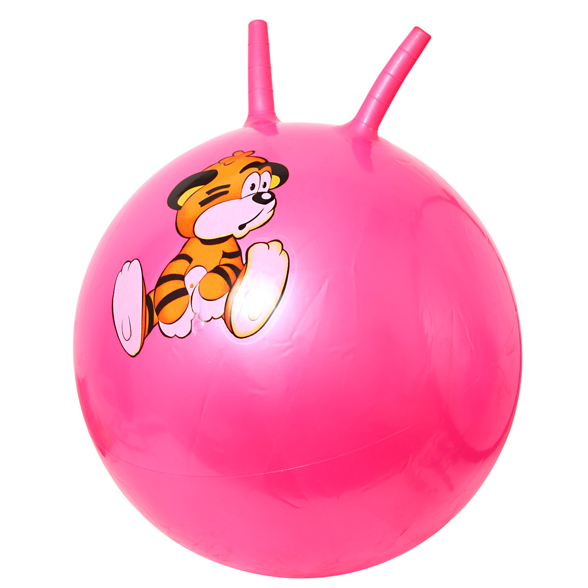 Мяч - прыгун (с рогами) с рисунками 45 см  (5 цветов - розовый, красный, синий, зеленый, желтый)