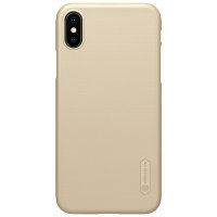 Пластиковый чехол с пленкой Nillkin Super Frosted Shield Gold для Apple iPhone Xs