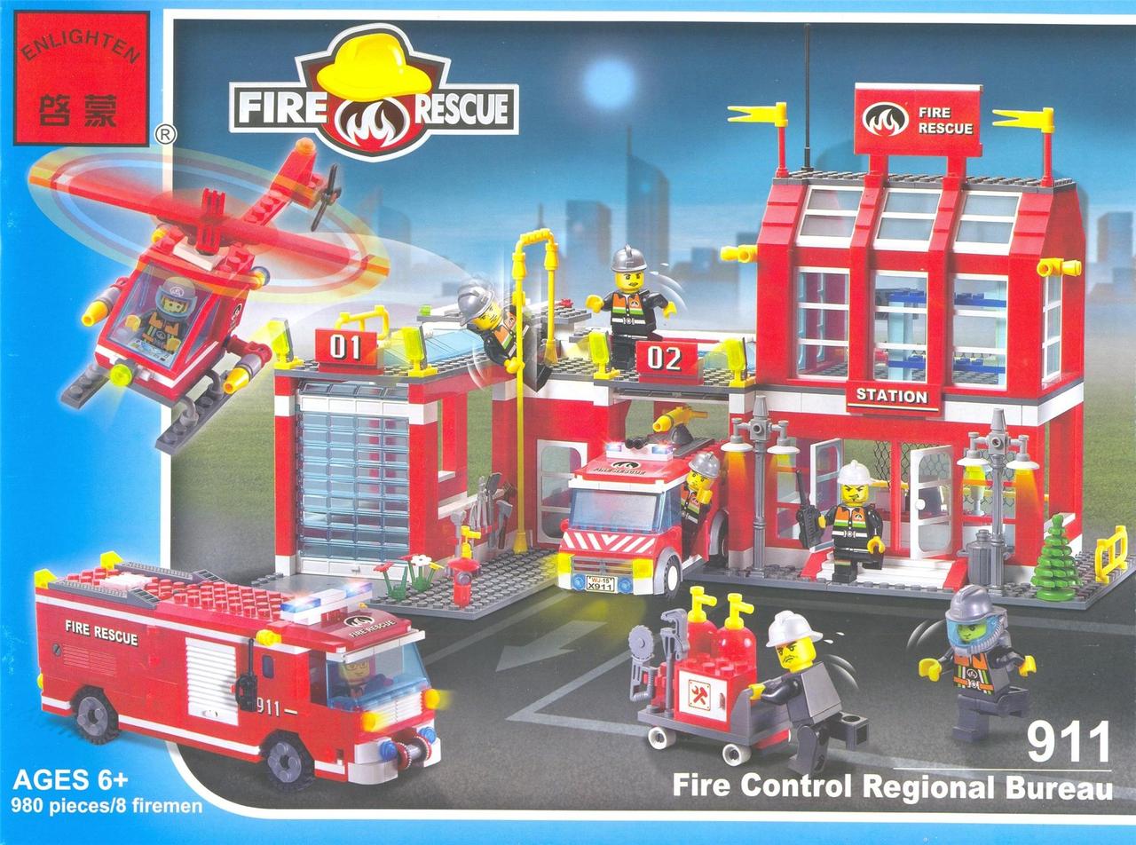 Конструктор Brick Пожарные 911 Пожарная часть и техника - фото 1 - id-p67806290