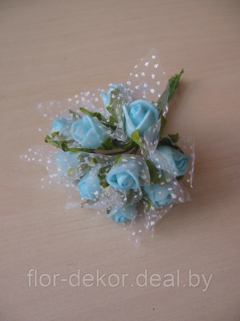 Роза мелкая в фатине, d 10-15 мм, 12шт.(2 цвета) - фото 1 - id-p69066597