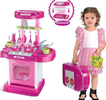 Детская кухня, арт. 008-56 розовая с корзинкой (42х25х65,5)