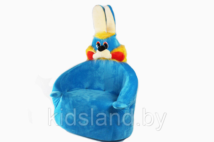 Детское кресло зайчик мягкое набивное (голубое)