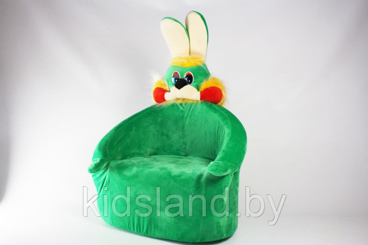 Детское кресло зайчик мягкое набивное (зеленое)