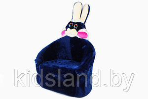 Детское кресло зайчик мягкое набивное (синее)