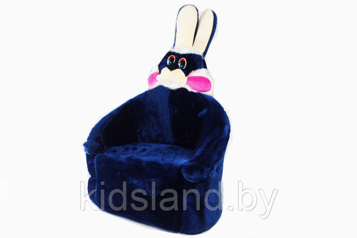 Детское кресло зайчик мягкое набивное (синее) - фото 1 - id-p69117870