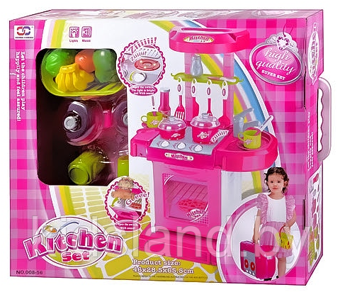 Детская кухня-чемоданчик + корзинка с фруктами, арт. 008-56 розовая - фото 2 - id-p69118117