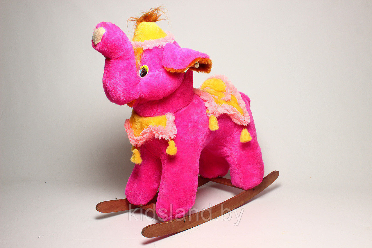 Слон-качалка набивной (розовый)