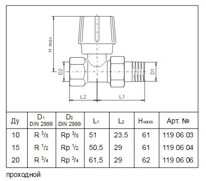 Вентиль ручной OVENTROP серии HR 1/2" прямой - фото 3 - id-p69144412