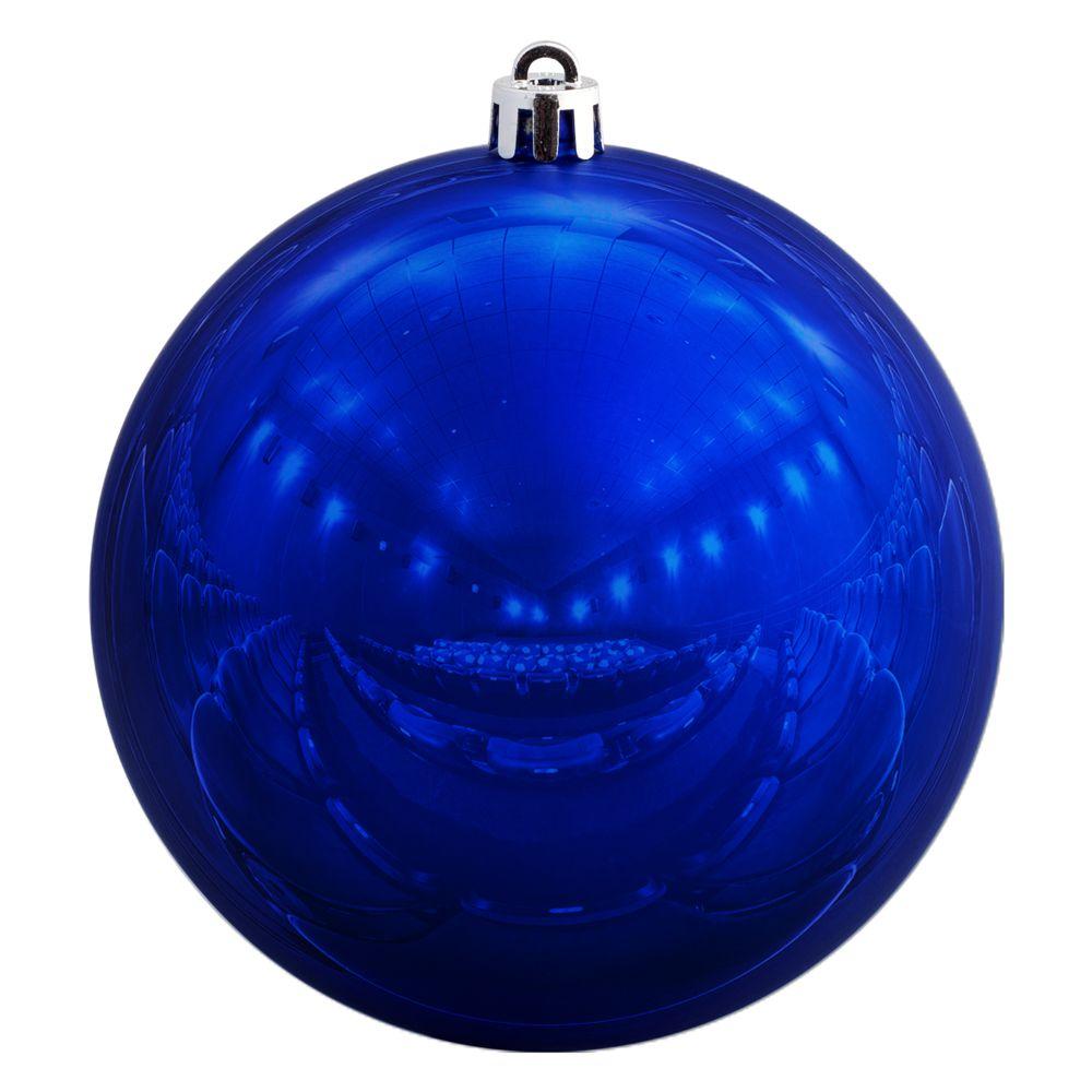 Синий глянцевый елочный шар из пластика диаметром 10 см для нанесения логотипа - фото 1 - id-p69187046