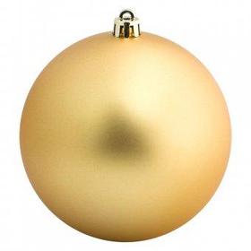 Золотистый матовый елочный шар из пластика диаметром 10 см для нанесения логотипа
