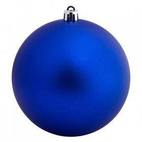 Синий матовый елочный  шар из пластика диаметром 10 см для нанесения логотипа